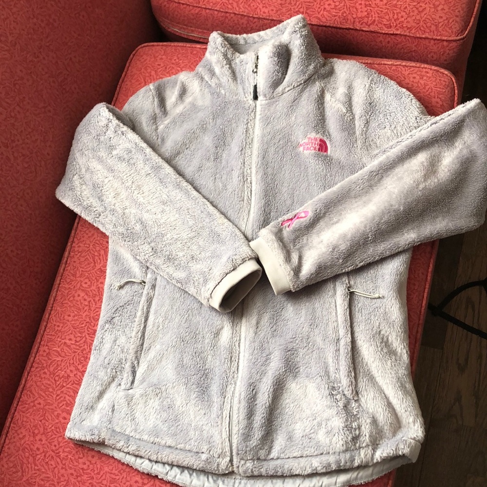 Grey and pink NorthFace jacket